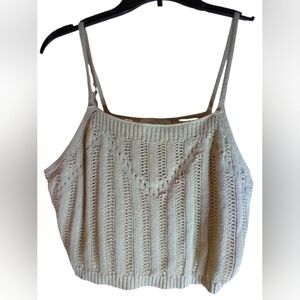 Freshman 1996 Elegant Cream Knit Women's Crop Top Size Large Spaghetti Strap